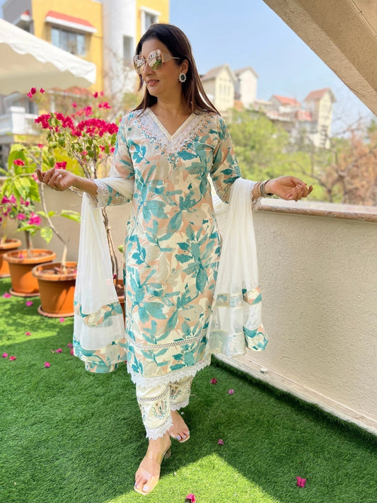 Summer Lace Dupatta Set