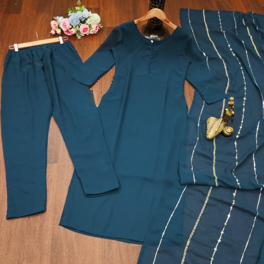 NEW DESIGNER PARTY WEAR LOOK FANCY TOP BOTTOM WITH DUPATTA SET BLUE