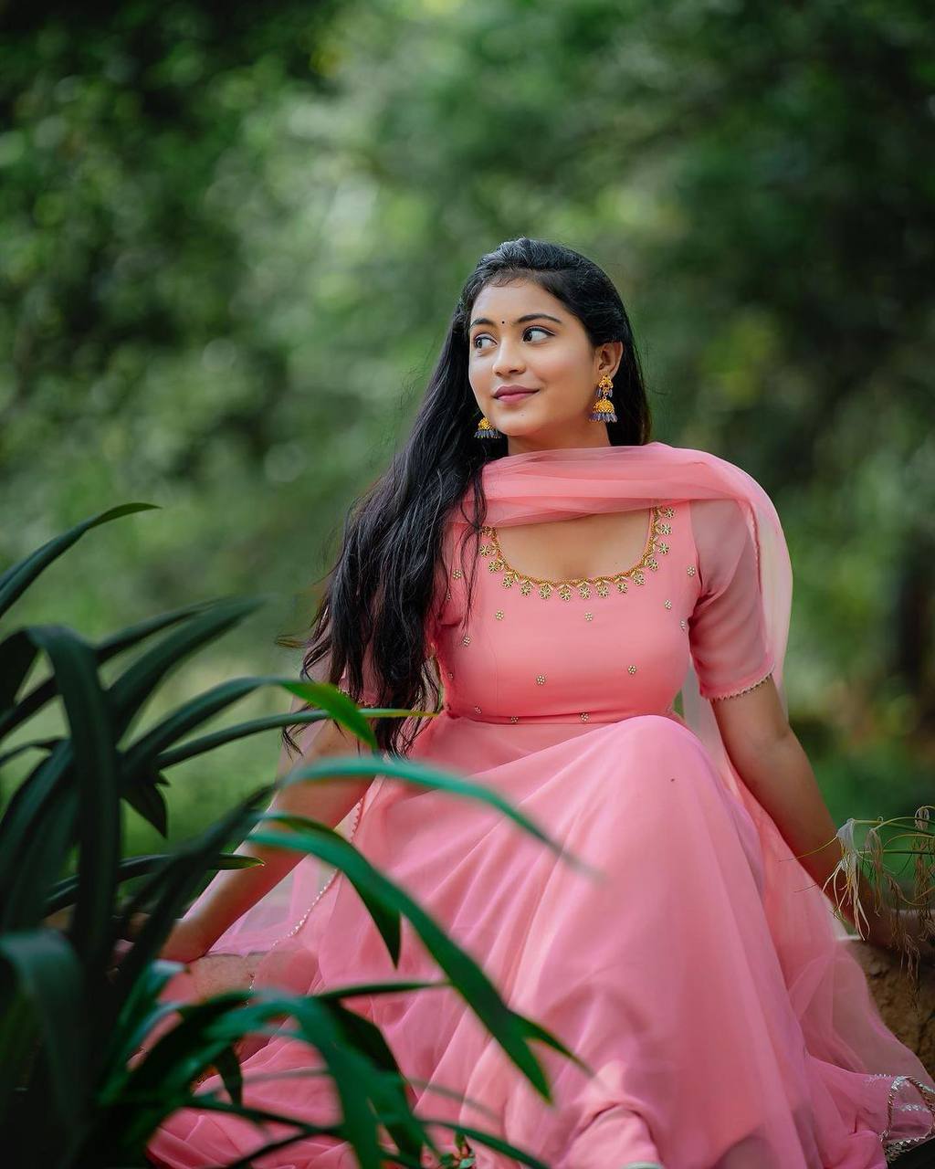 Baby Pink Anarkali Gown With Dupatta