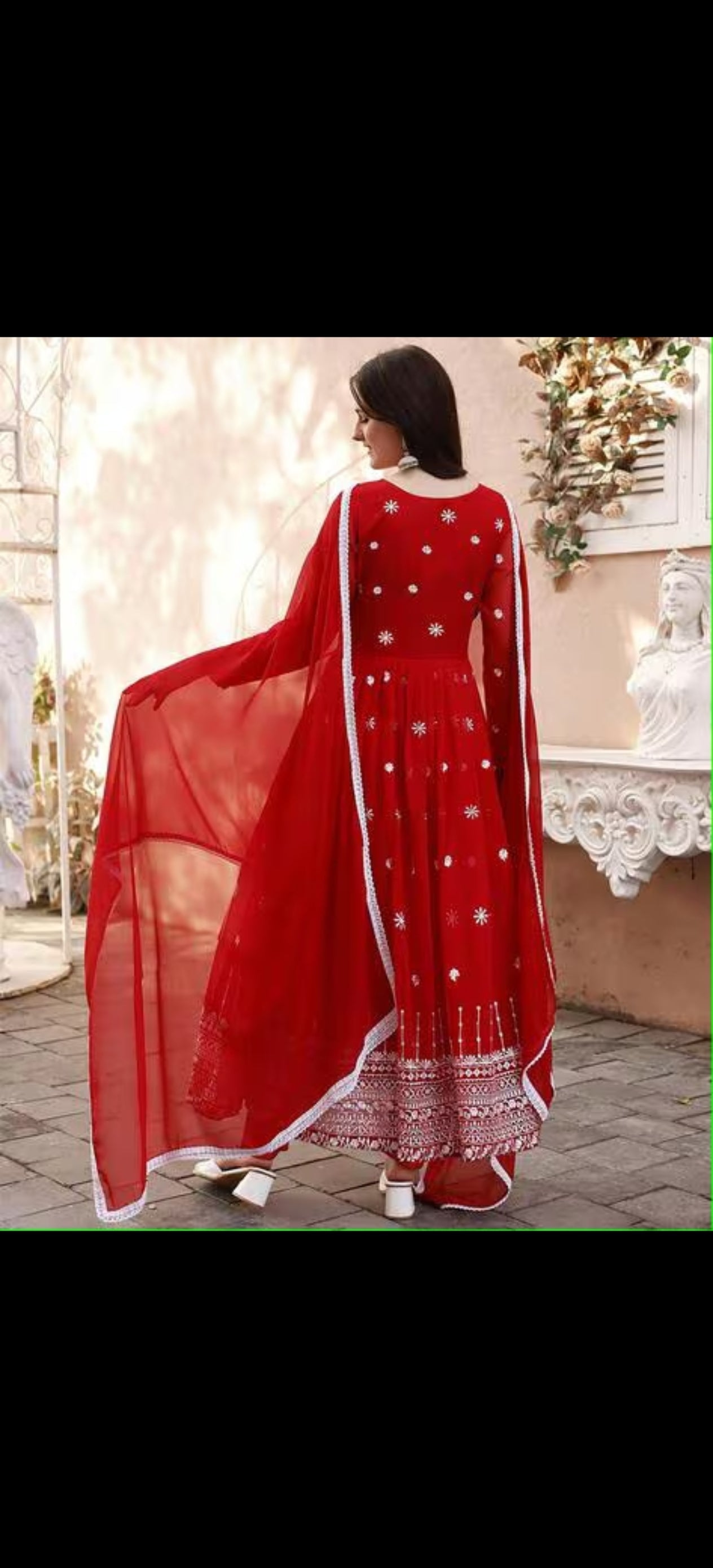 Women Embroidered Fit & Flare Dress with Dupatta
