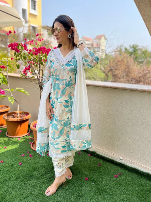Summer Lace Dupatta Set