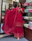 Pink Georgette embroidery Sarara set