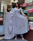 Blue Pure Georgette full embroidery anarkali set