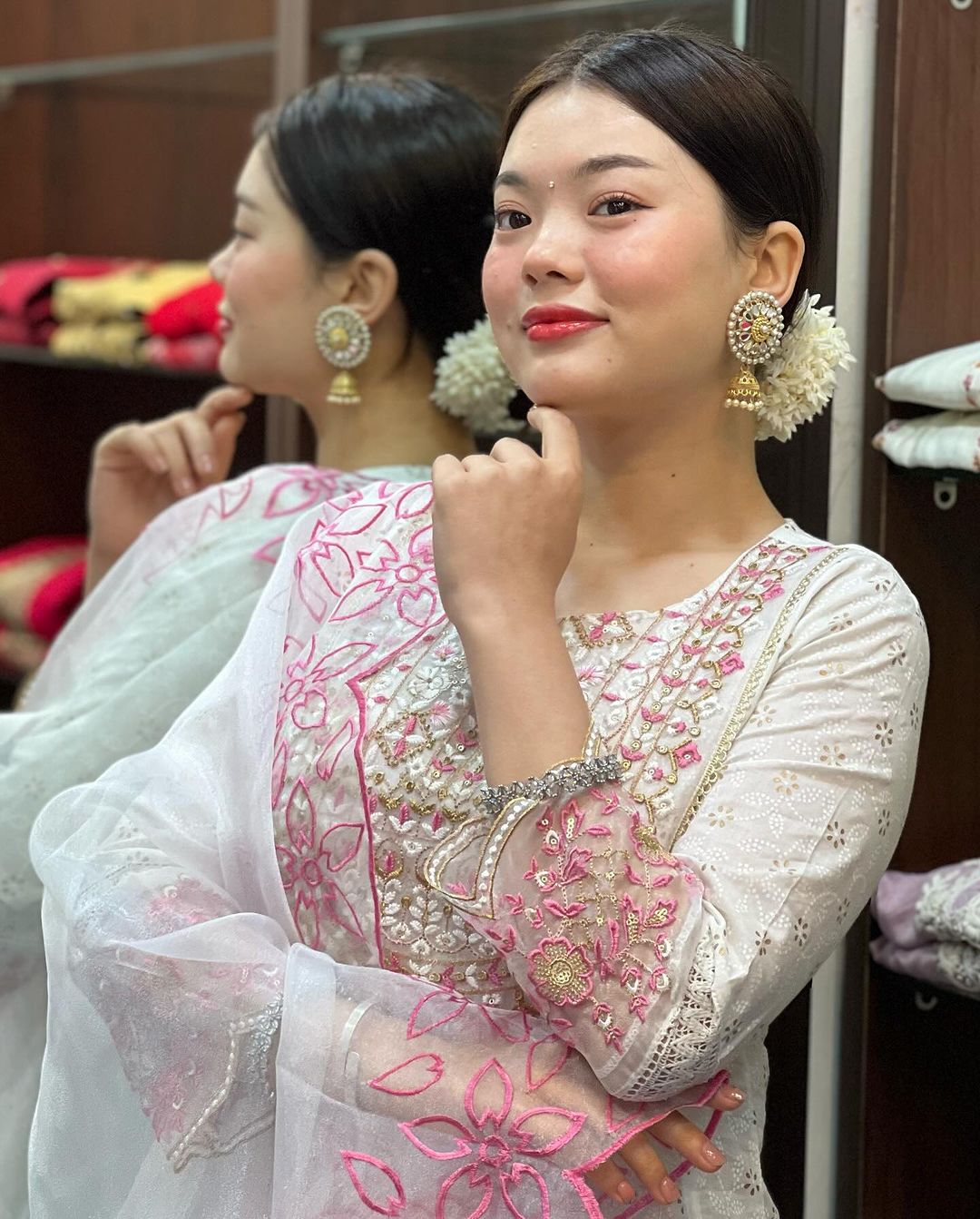 Cotton Anarkali Paired With Flared Palazzo Pants