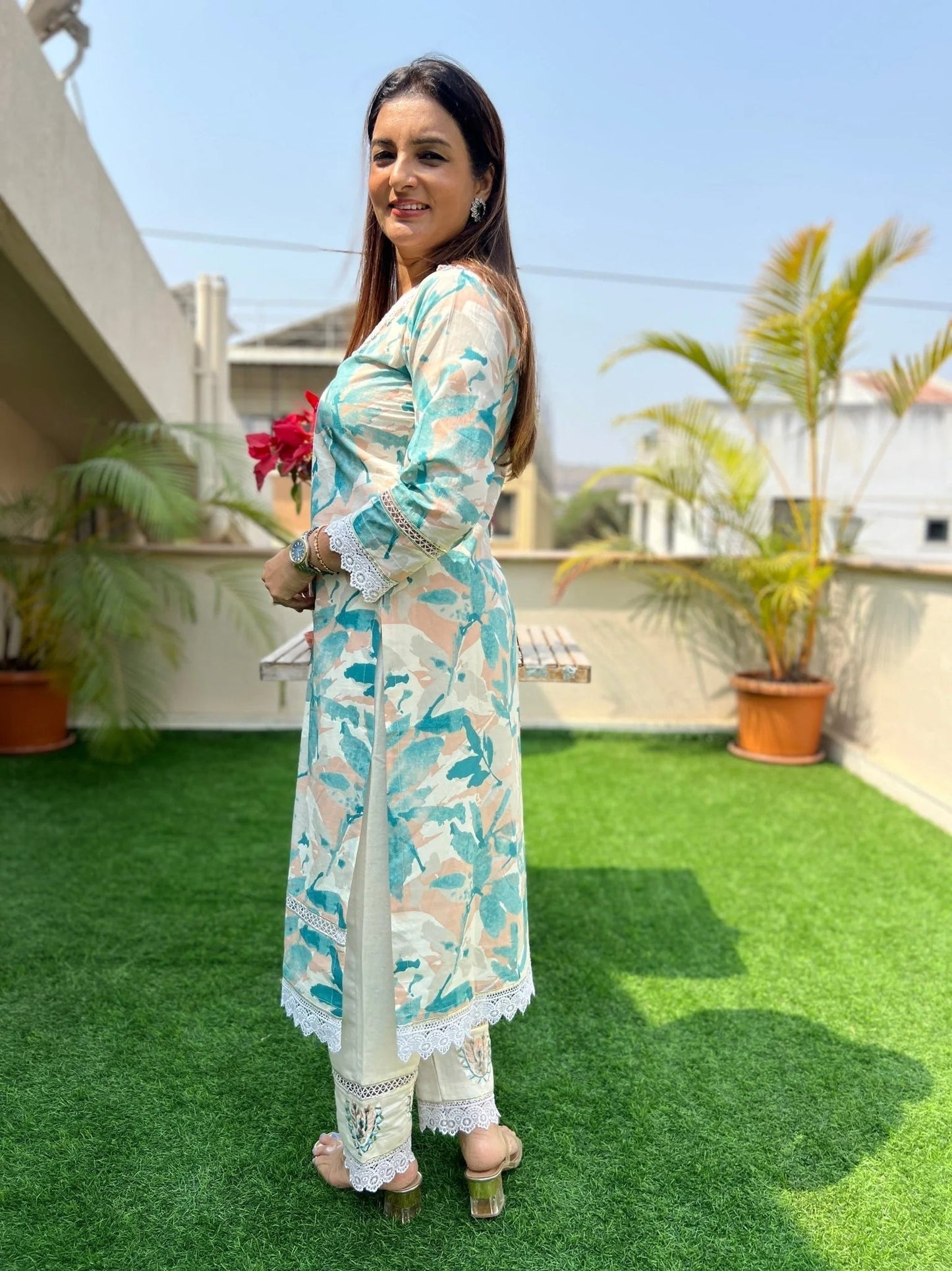 Summer Lace Dupatta Set