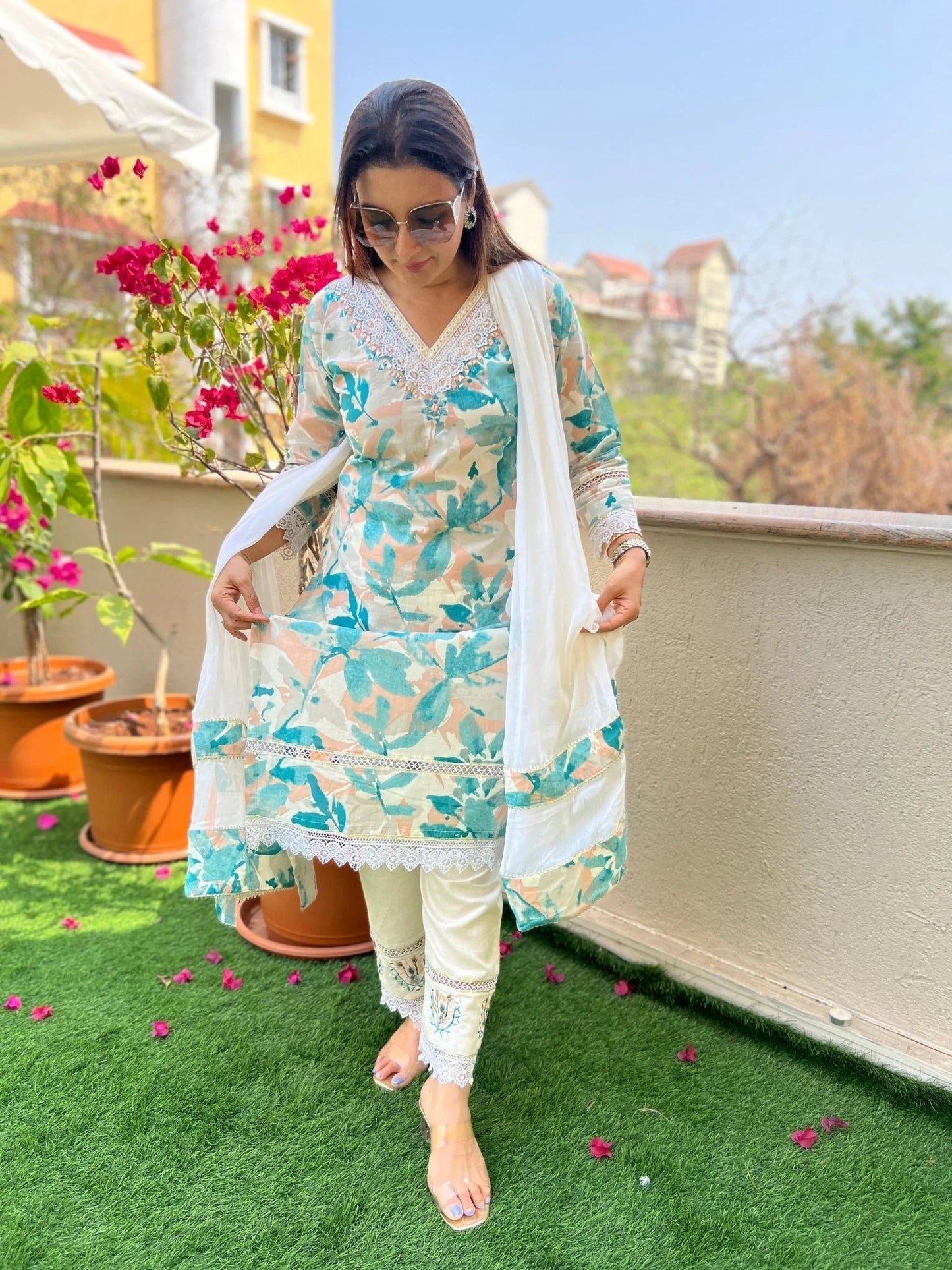 Summer Lace Dupatta Set