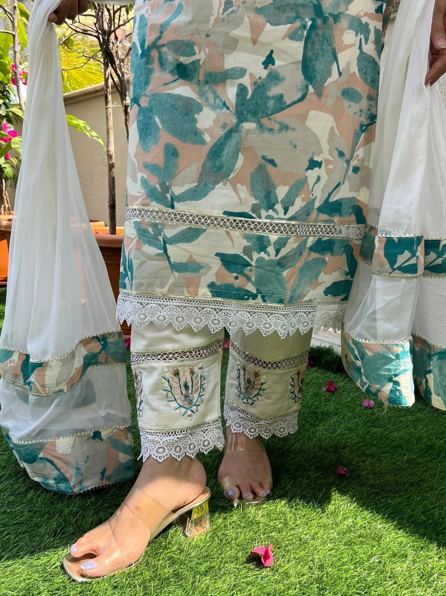 Summer Lace Dupatta Set