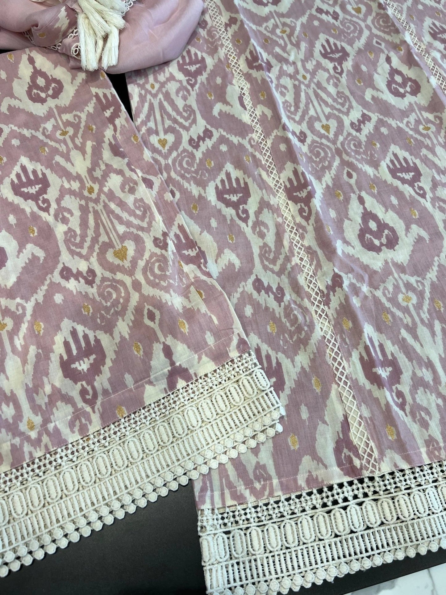 Blush Pink Patola Lace Palazzo Set