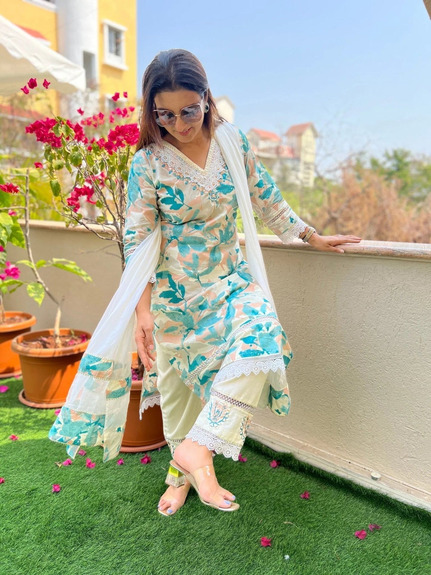 Summer Lace Dupatta Set