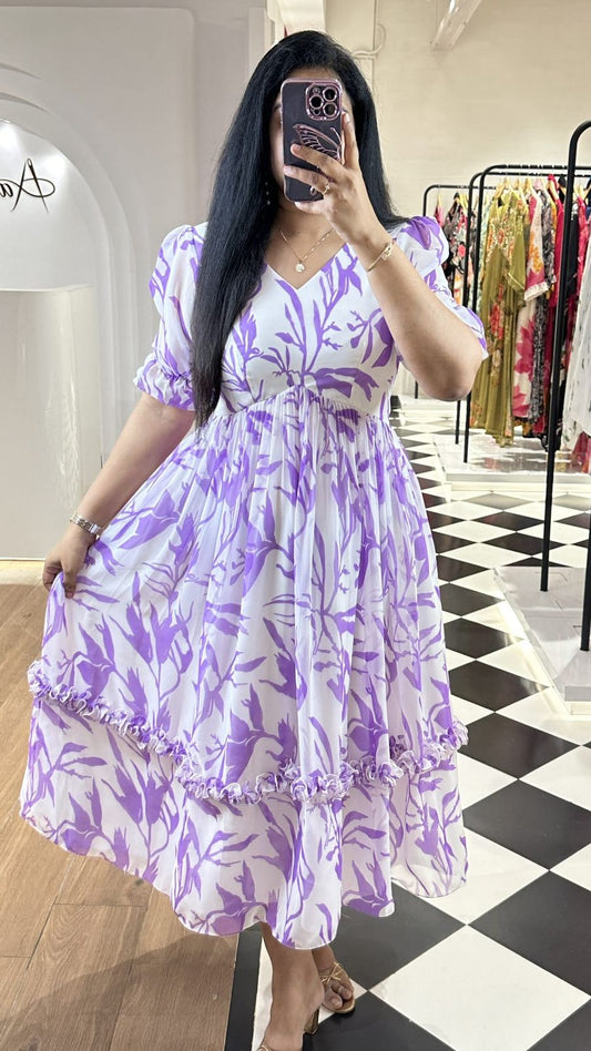Heavy Georgette Lavender Kurti With Digital Print