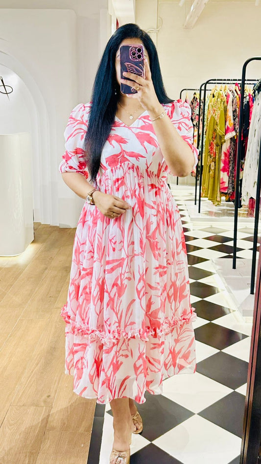 Heavy Georgette Pink Kurti With Digital Print
