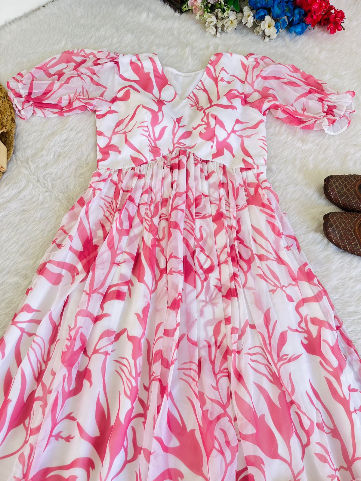 Heavy Georgette Pink Kurti With Digital Print