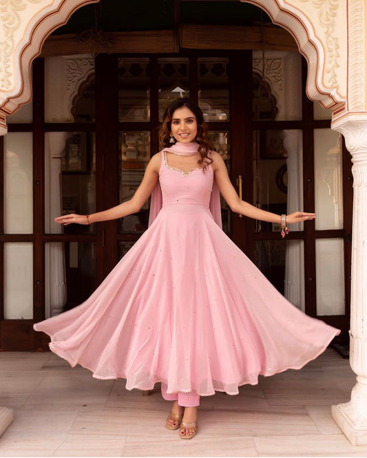 NEW LAUNCHING GEORGETTE GOWN WITH DUPATTA SET