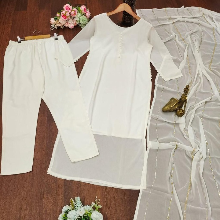 NEW DESIGNER PARTY WEAR LOOK FANCY TOP BOTTOM WITH DUPATTA SET